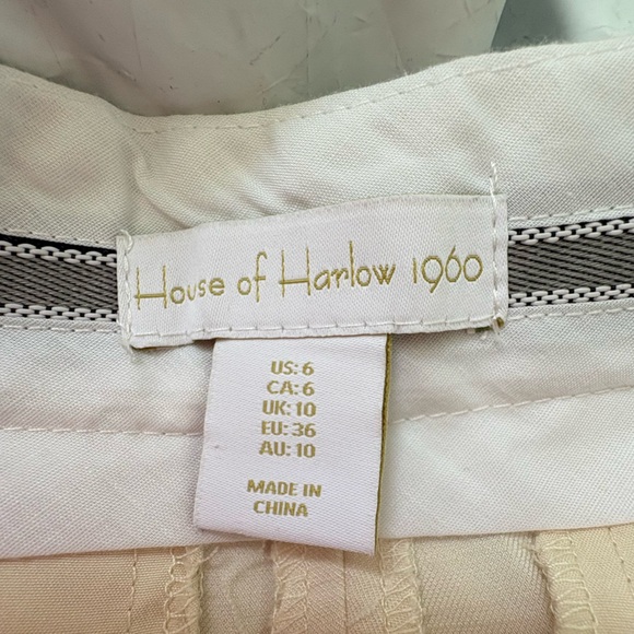 House of Harlow 1960 Ivory High-Waist Wide Leg Pleated Trousers Size 6 - Picture 6 of 8